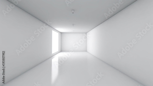White clean empty architecture interior space room studio background wall display products minimalism. 3d rendering.