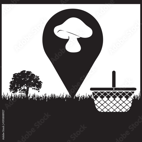 Map sign for mushrooms