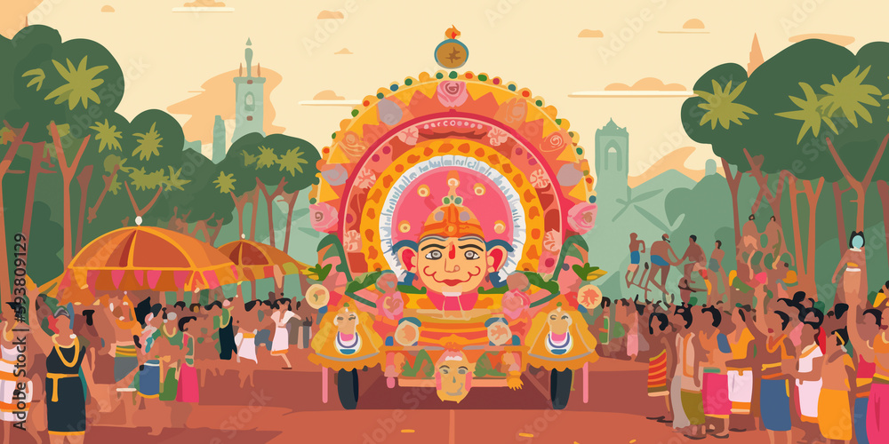 Rath Yatra festival captured in hand drawn design