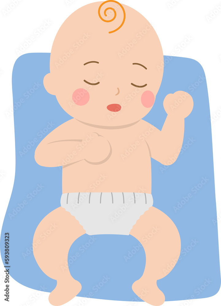 Sleeping cute baby with blanket, warm and safe, vector character illustration in cartoon style Sleeping cute baby with blanket, warm and safe, vector character illustration in cartoon style