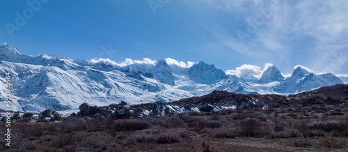 Panorama view of glacier and snow mountains in Tibet,China