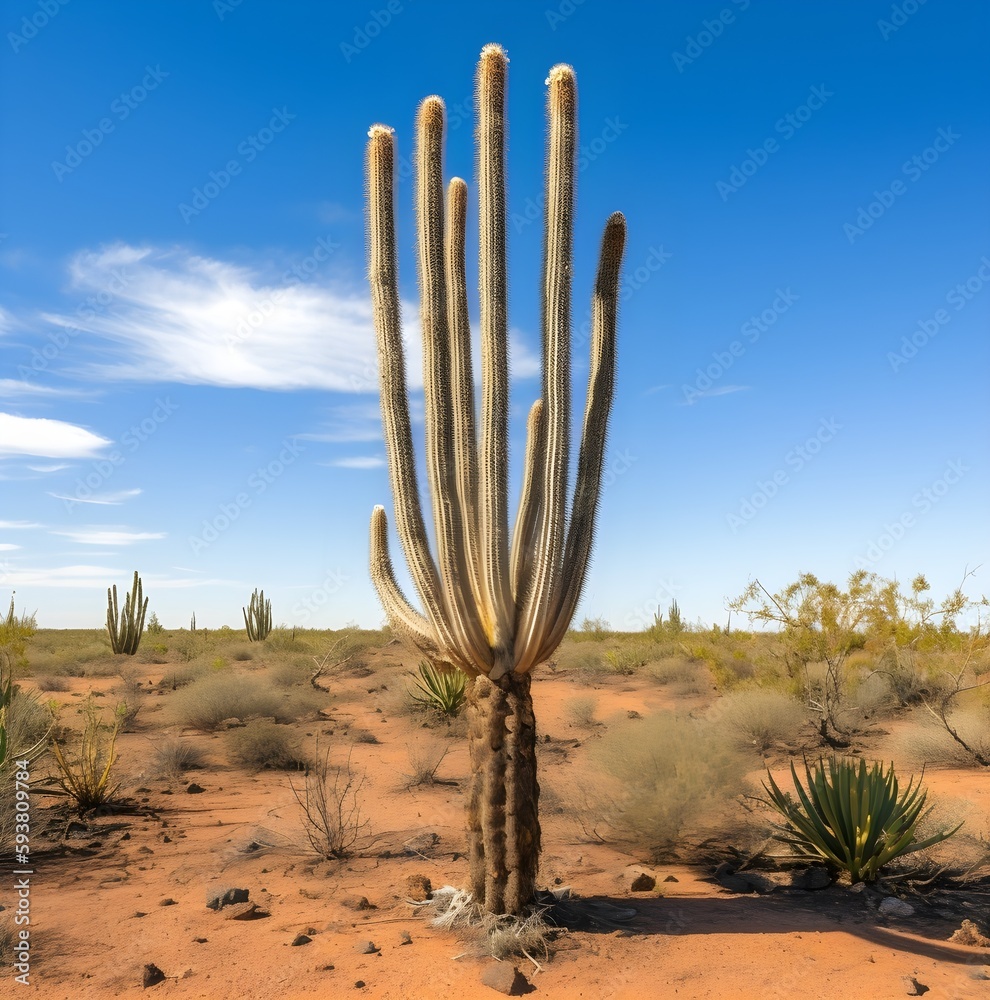 Tall Cactus in desert background