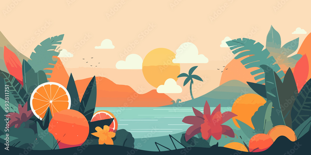 Vibrant flat design celebrating summer background