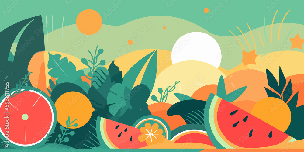 Obraz premium Vibrant flat design celebrating summer background
