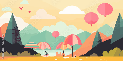 Flat design interpretation of a summer setting