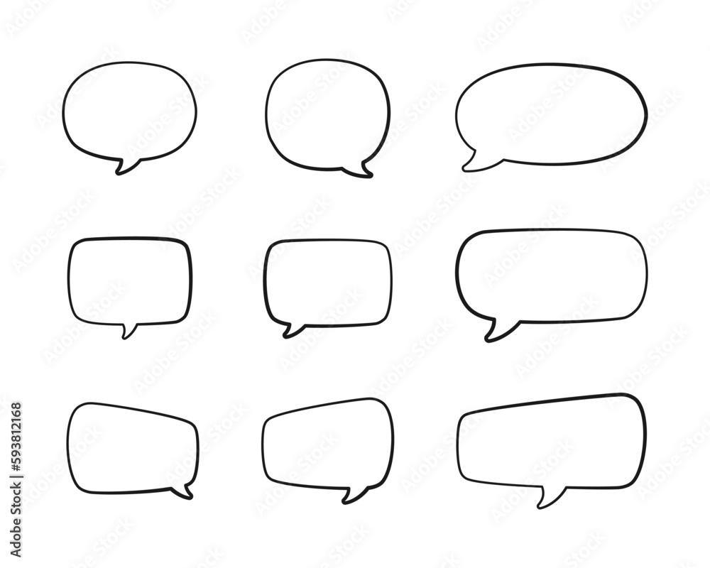 Fototapeta premium Set of Hand Drawn Comics Style Speech Bubbles