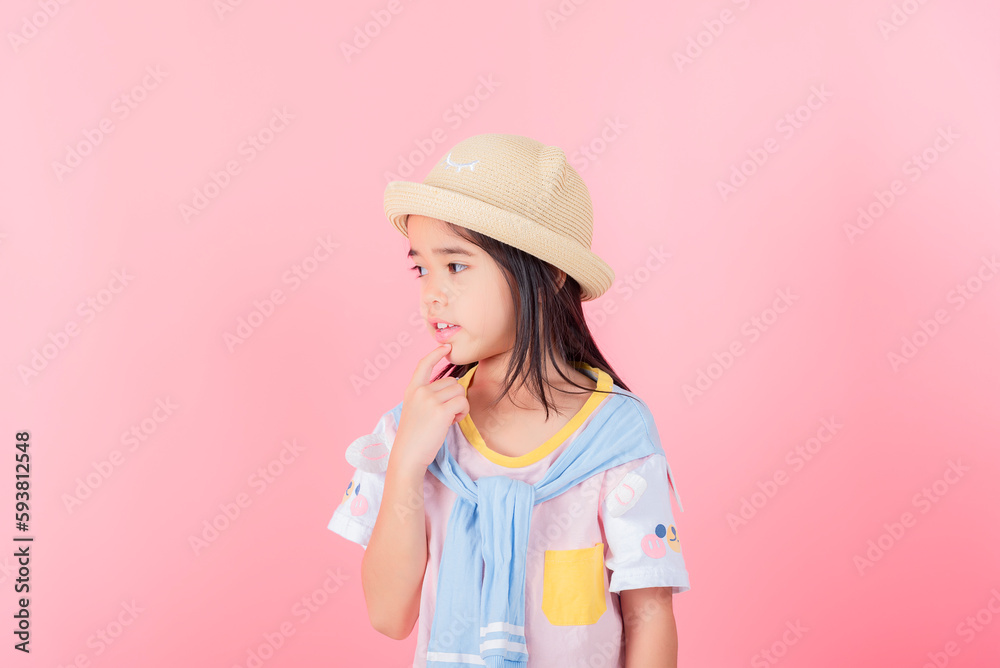 Image of Asian child posing on Pink background Image of Asian child posing on Pink background