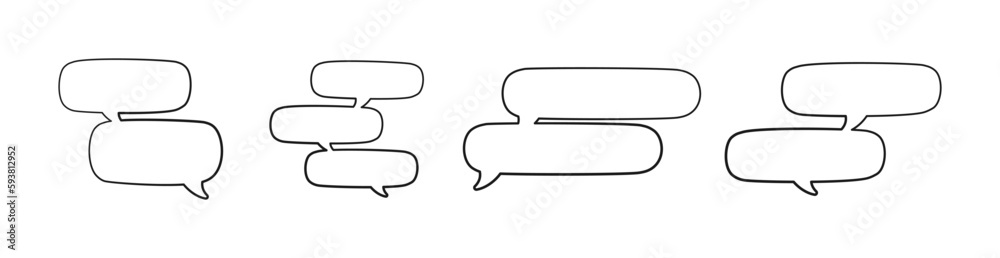 Collection of empty speech bubbles. Comic speech bubble outline. Retro empty comic bubble. Vector illustration doodle. Collection of empty speech bubbles. Comic speech bubble outline. Retro empty comic bubble. Vector illustration doodle.