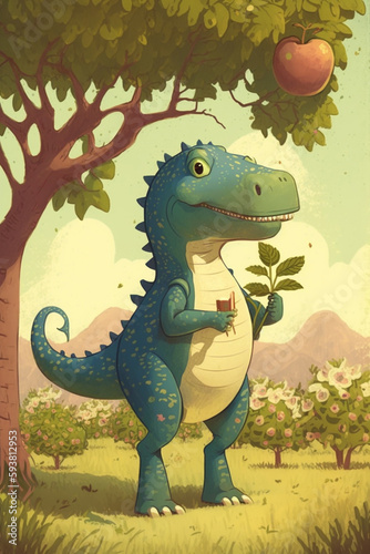 dinosaur in the grass illustrations © creativeideh