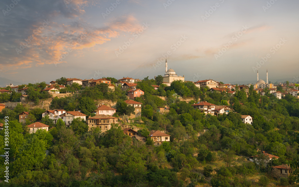 Safranbolu, Türkiye. Morning view of the historical city of Safranbolu on a summer day. It is on the UNESCO world history cultural heritage list.