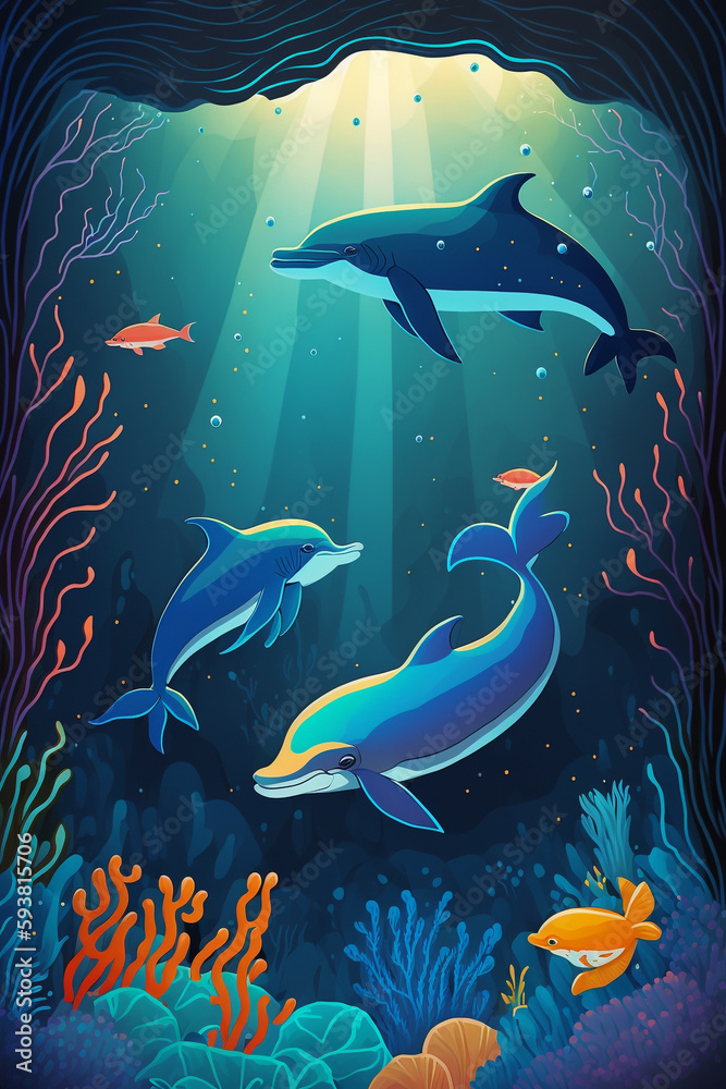 Fototapeta premium fish in the sea illustrations
