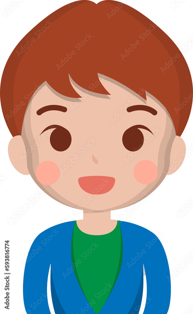 Smiling male, happy and friendly portrait closeup, vector illustration