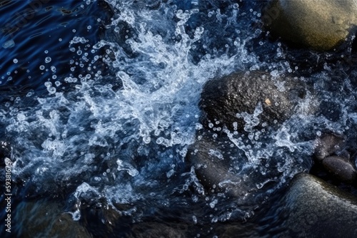rocks submerged in water, creating a natural landscape. Generative AI