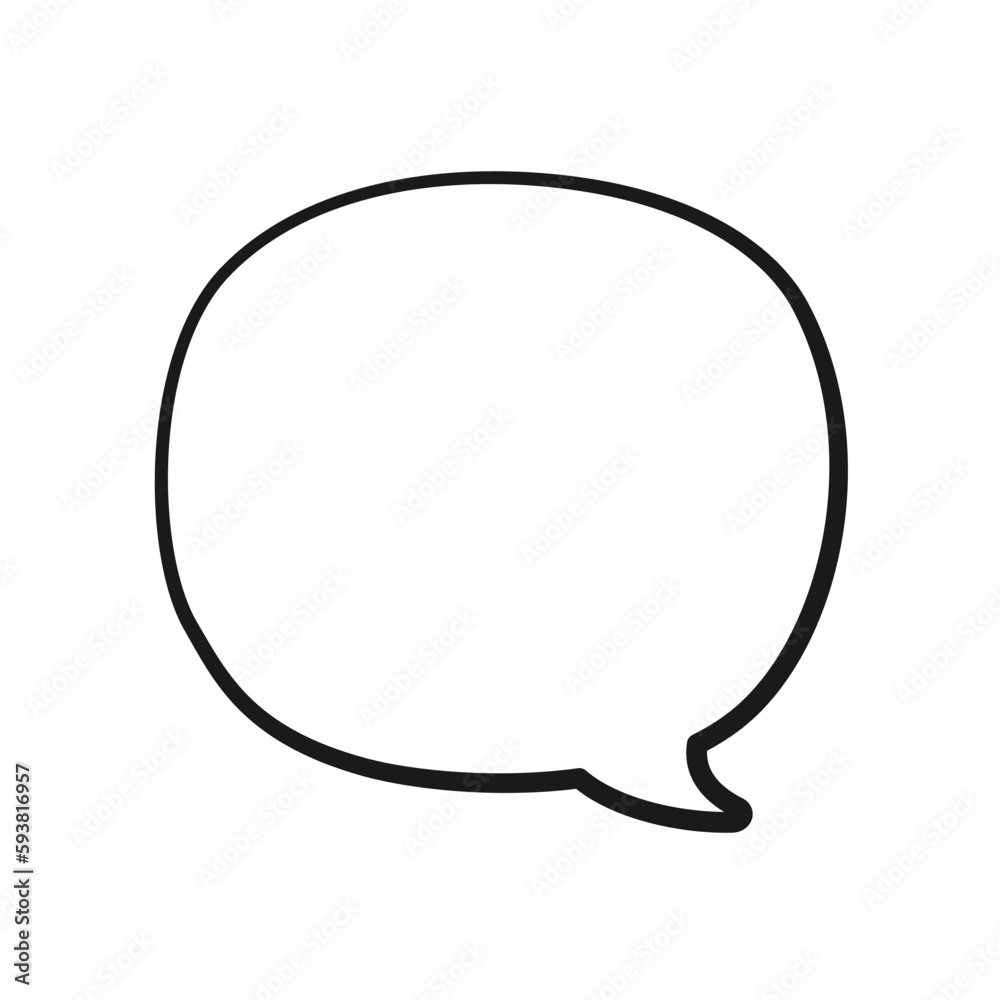 Empty speech bubble text frame. Comic speech bubble doodle outline. Vector illustration. Empty speech bubble text frame. Comic speech bubble doodle outline. Vector illustration.