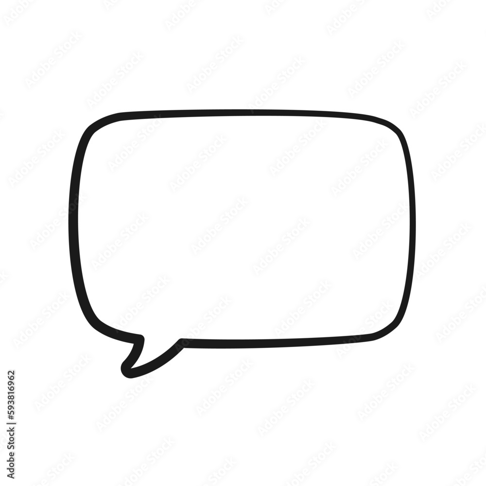 Empty speech bubble text frame. Comic speech bubble doodle outline. Vector illustration. Empty speech bubble text frame. Comic speech bubble doodle outline. Vector illustration.