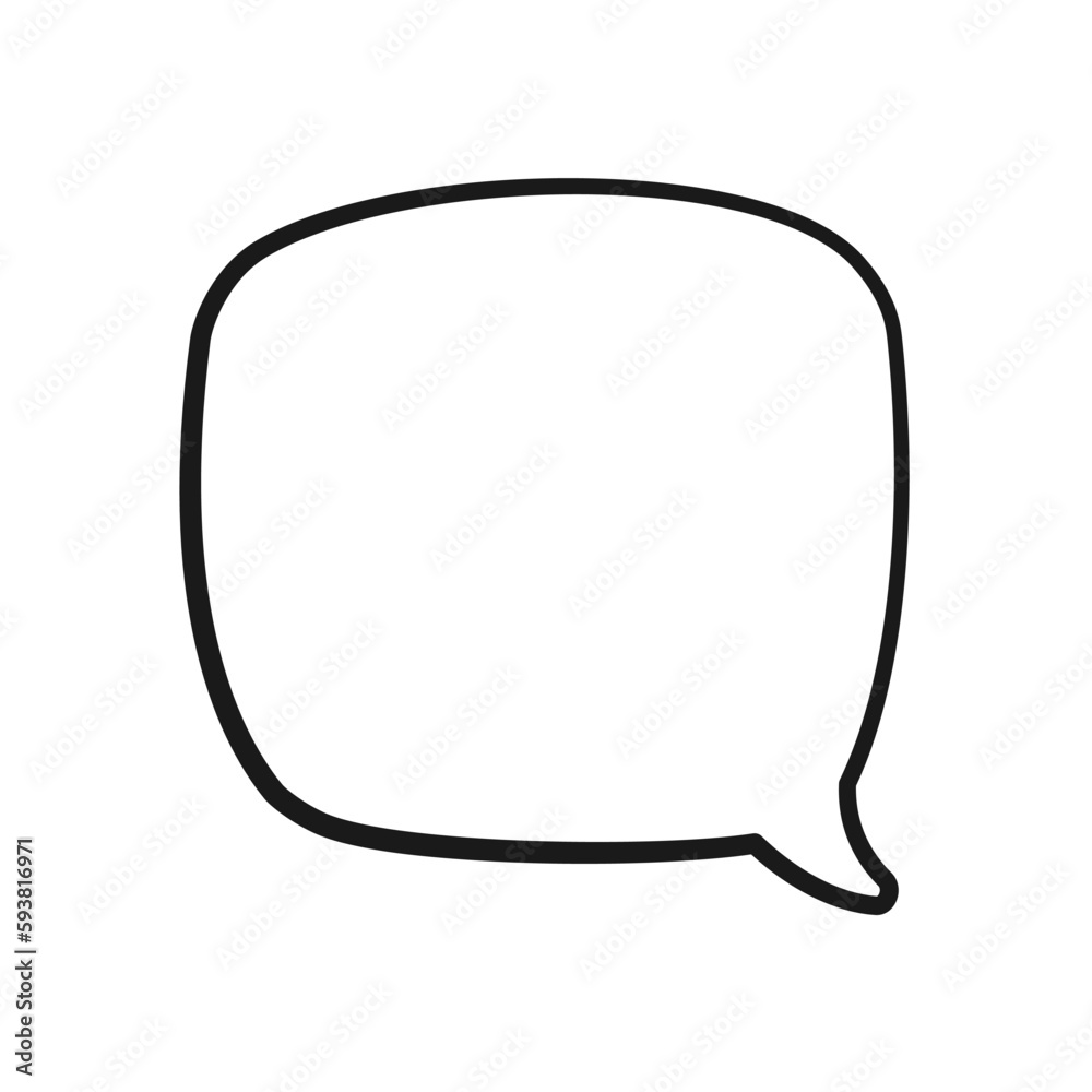 Empty speech bubble text frame. Comic speech bubble doodle outline. Vector illustration. Empty speech bubble text frame. Comic speech bubble doodle outline. Vector illustration.