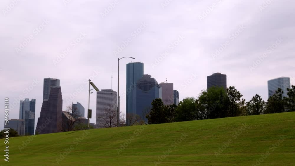 Timelapse video of Houston, Texas skyline with traffic and video panning left to right. Timelapse video of Houston, Texas skyline with traffic and video panning left to right.