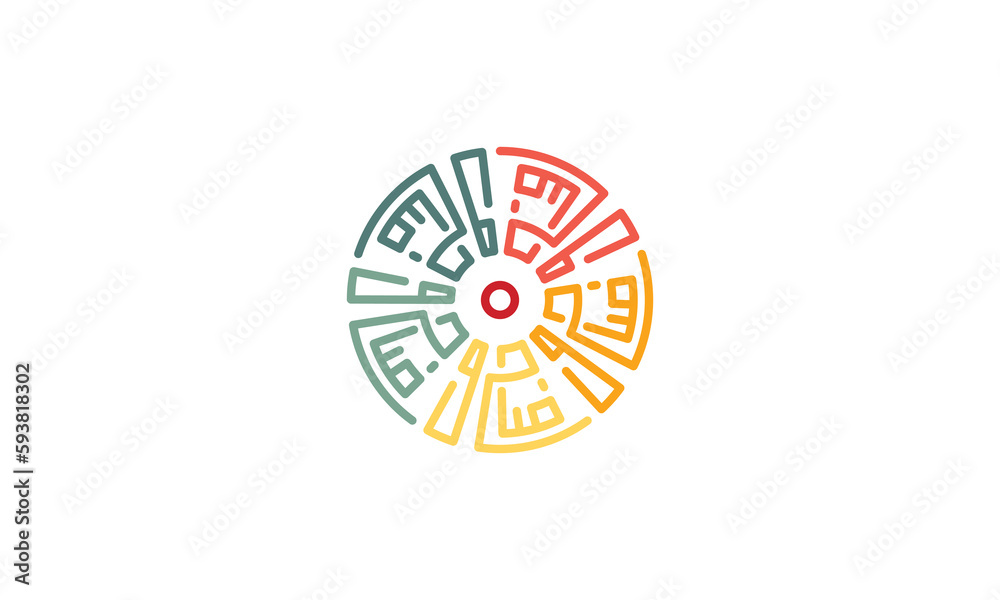 A circle shape with DHW logo in calligraphy arabic letters style A circle shape with DHW logo in calligraphy arabic letters style