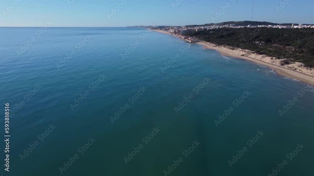 Flying along the beach of Guardamar del Segura, Spain Flying along the beach of Guardamar del Segura, Spain
