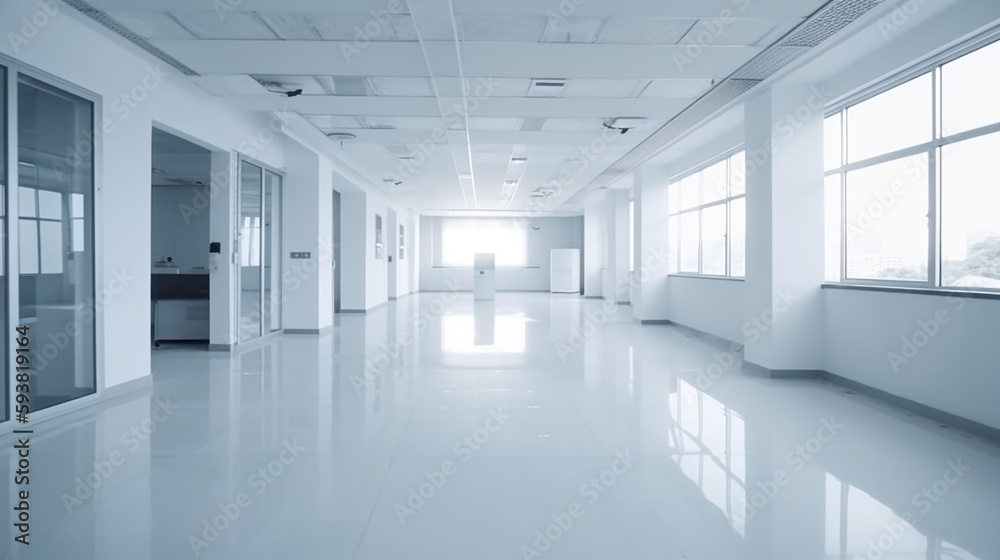 hospital white clean  floor hospital, architecture, and health, hospital Medical concept, Generative AI  
