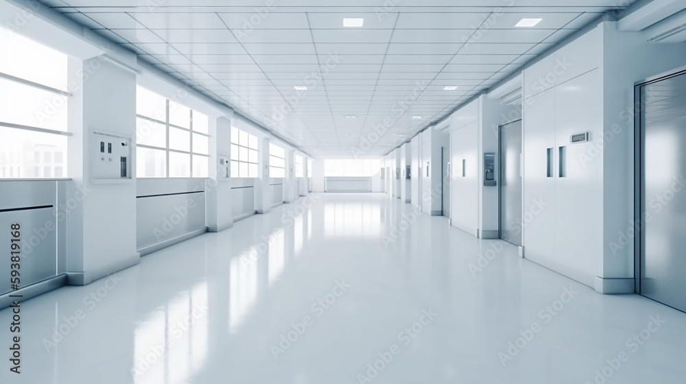 hospital white clean  floor hospital, architecture, and health, hospital Medical concept, Generative AI  