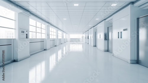 hospital white clean floor hospital, architecture, and health, hospital Medical concept, Generative AI 