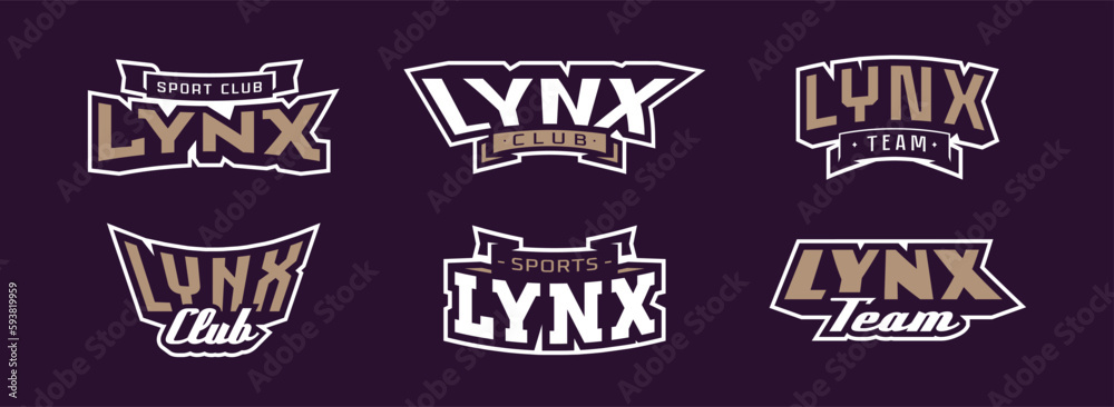 Esports Lettering Mini Logo A set of bold fonts for lynx mascot logo. Collection of text style ...