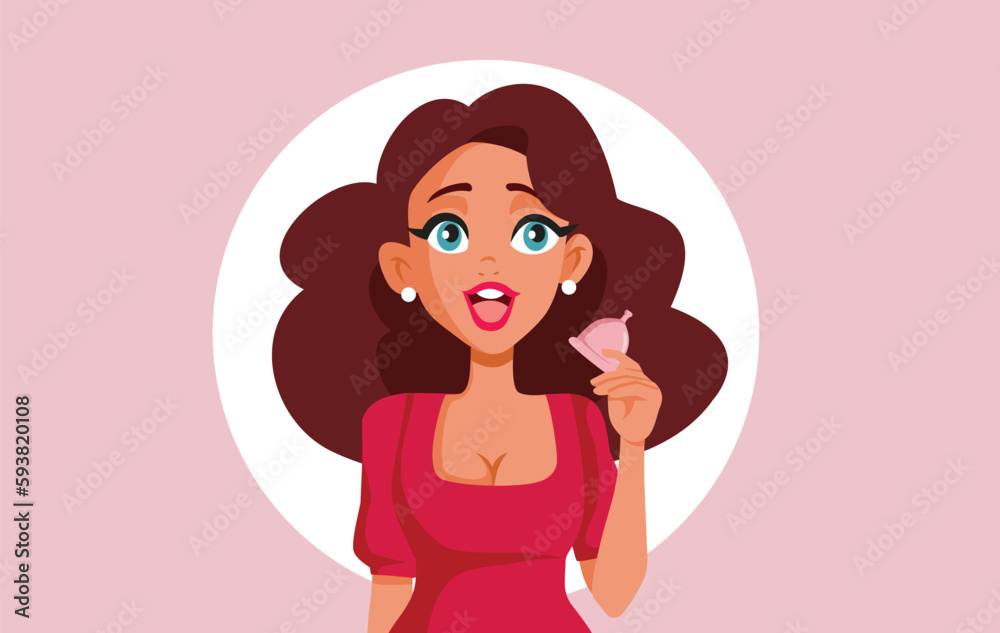 Cheerful Girl Holding a Period Cup Vector Cartoon Illustration. Joyful woman using a sustainable ecological protection during menstruation cycle
Cheerful Girl Holding a Period Cup Vector Cartoon Illustration. Joyful woman using a sustainable ecological protection during menstruation cycle