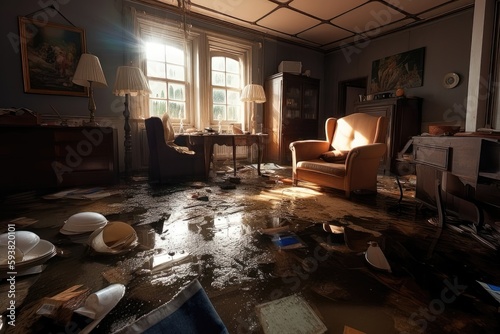 Stormy Interiors: A Flooded Living Room 2. Generative AI