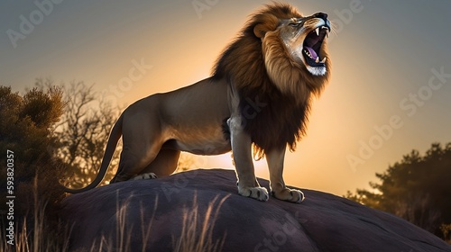 Hyper realistic image of a lion standing majesticall In 8k Frame