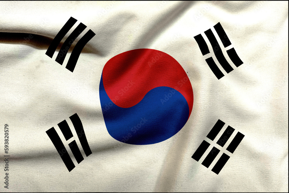 South Korean Flag on Cloth with Texture: Contemporary Design with Bold Elements
Closeup of Texture South Korea flag South Korean Flag on Cloth with Texture: Contemporary Design with Bold Elements
Closeup of Texture South Korea flag