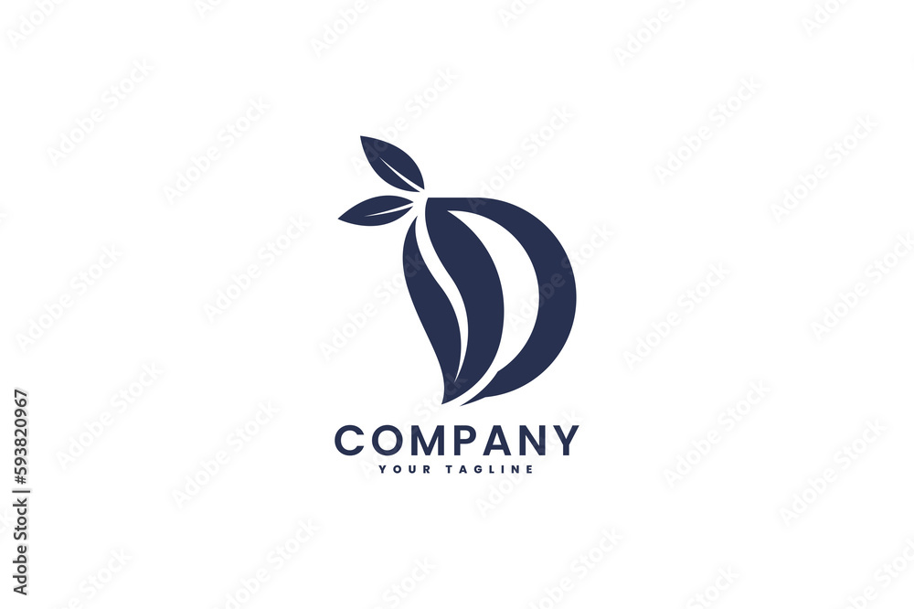 Fototapeta premium D Leaves Monogram Logo
