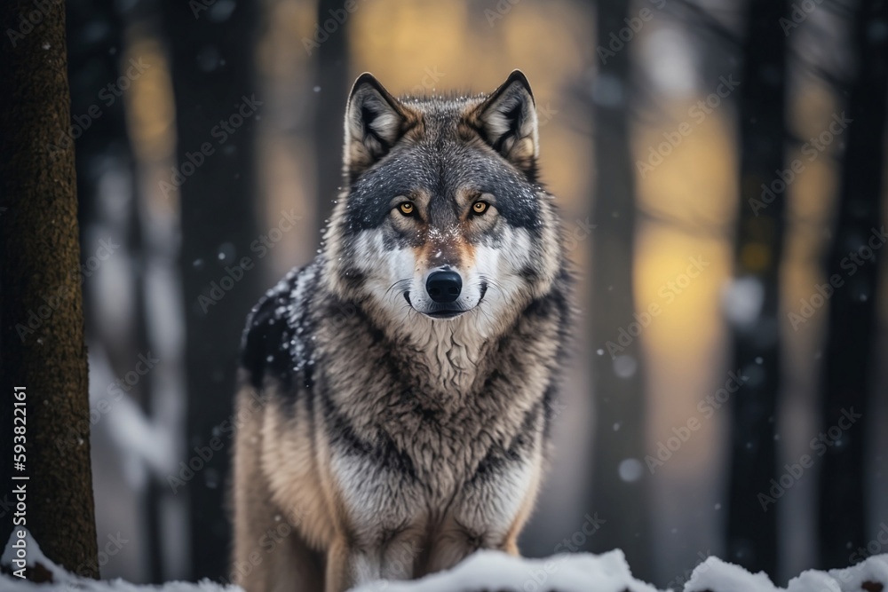 Wolf in snow with Generative AI