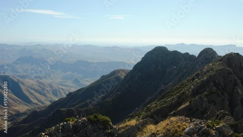 People standing on top of the Four peak, in Mazatzal Mountains, AZ - Aerial view photo