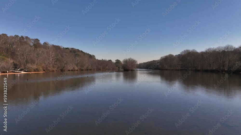 Aerial view of the Chattahoochee River in Roswell Georgia Aerial view of the Chattahoochee River in Roswell Georgia