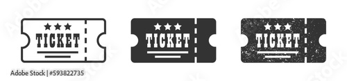 Ticket icon. Line flat and grunge texture ticket icon. Vector illustration.