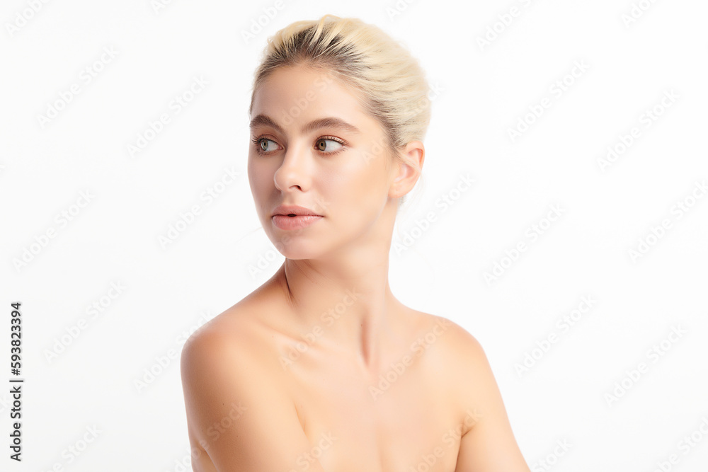Beautiful young woman with clean fresh skin on white background, Face care, Facial treatment, Cosmetology, beauty and spa, women portrait. Beautiful young woman with clean fresh skin on white background, Face care, Facial treatment, Cosmetology, beauty and spa, women portrait.