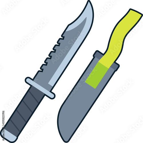 Hiking Pocket Knife Element Flat Sticker Black Style
