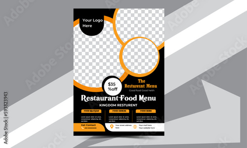 Fast food restaurant menu social media marketing web banner template design. Pizza, burger & healthy food business online promotion flyer with abstract background, logo & icon. Sale cove .popular food