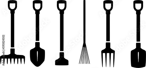 Set of gardening tools on white background. Gardening hobby icons.