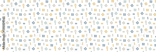 Seamless pattern with signs and symbols on a white background.