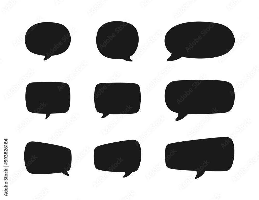 Collection of speech bubble silhouette. Comic speech bubble icons. Simple Flat Vector illustration Collection of speech bubble silhouette. Comic speech bubble icons. Simple Flat Vector illustration
