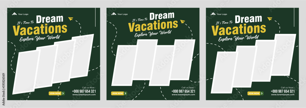 Fototapeta premium Travel holiday vacation social media post web banner