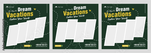 Travel holiday vacation social media post web banner
