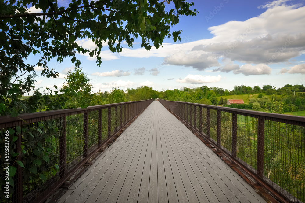 Empty wooden bridge