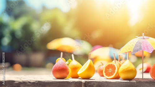 Fruit wallpaper for summer with blur background. Blurred Summer Background Free Space 