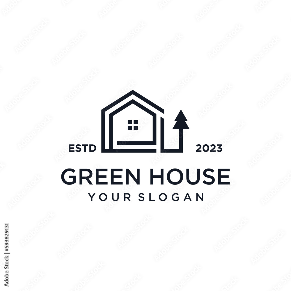 Green house logo design modern concept Green house logo design modern concept