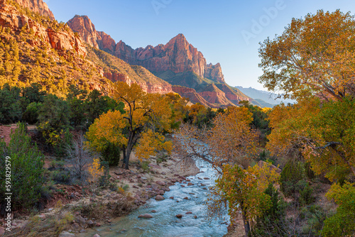 Autumn view at the Watchman in Zion National Park