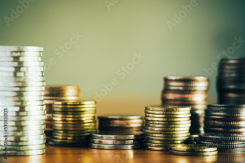 coins stack for a financial business background presentation