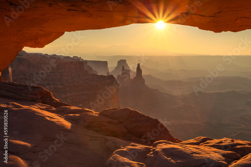 Sunrise through Mesa Arch in Utah's Canyonlands National Park